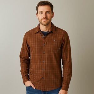 Merrell Men's Chestnut Plaid Button Down Shirt